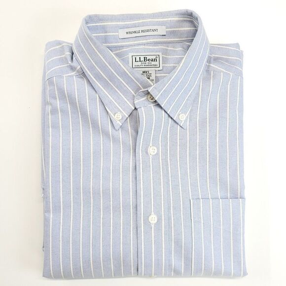 L.L. Bean Men's Button Down Casual Polo Shirt Wrinkle Resistant 16 1/2 TALL - Picture 3 of 12